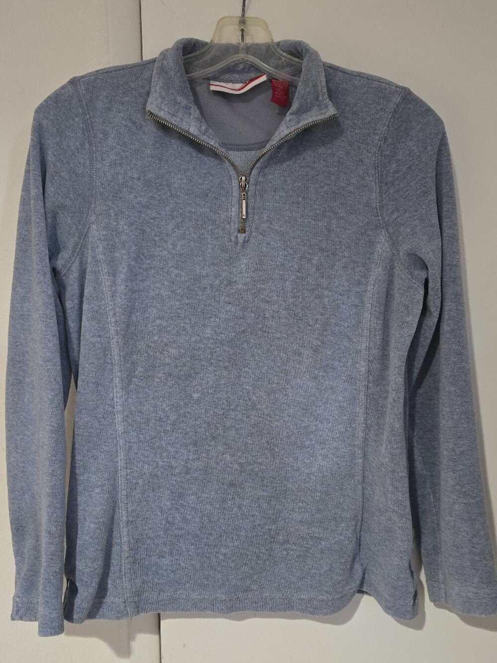 Gloria Vanderbilt Sport Velour 1/4 Zip Pullover Womens M Heather Blue
